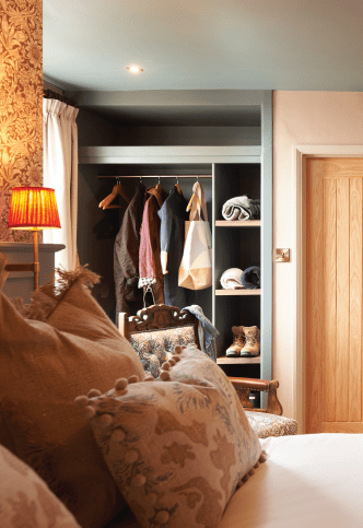 Interior of bedroom with wardrobe