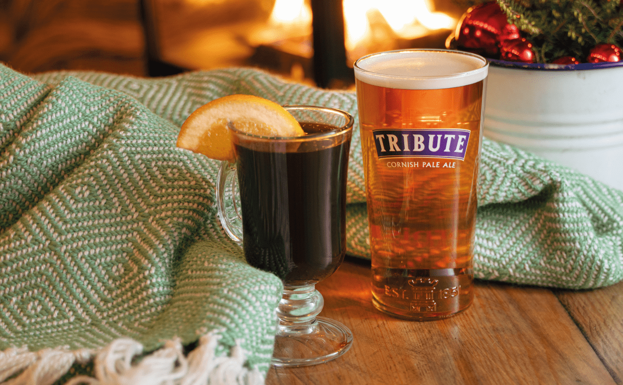 Mulled wine and Tribute pint
